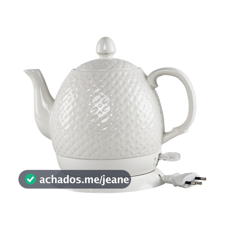 Chaleira Elétrica Porcelana Vintage Elegance 1,5L Branca 127V