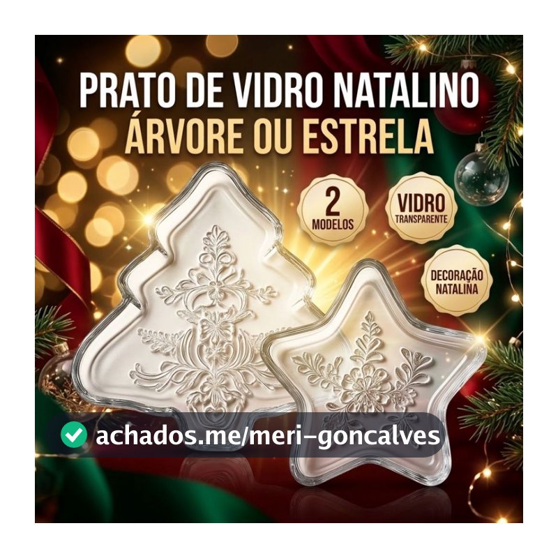 Prato De Vidro Natalino Árvore Ou Estrela Decoração de Mesa Natal