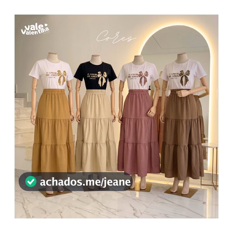 Conjunto Feminino Alfaiataria Saia Longa + Blusa Algodão Evangélico Modesto Culto Dia a Dia