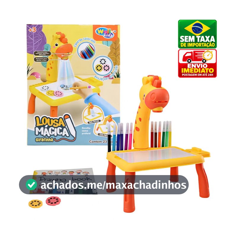 Lousa Mágica Infantil com Mesa Projetora com Canetinhas