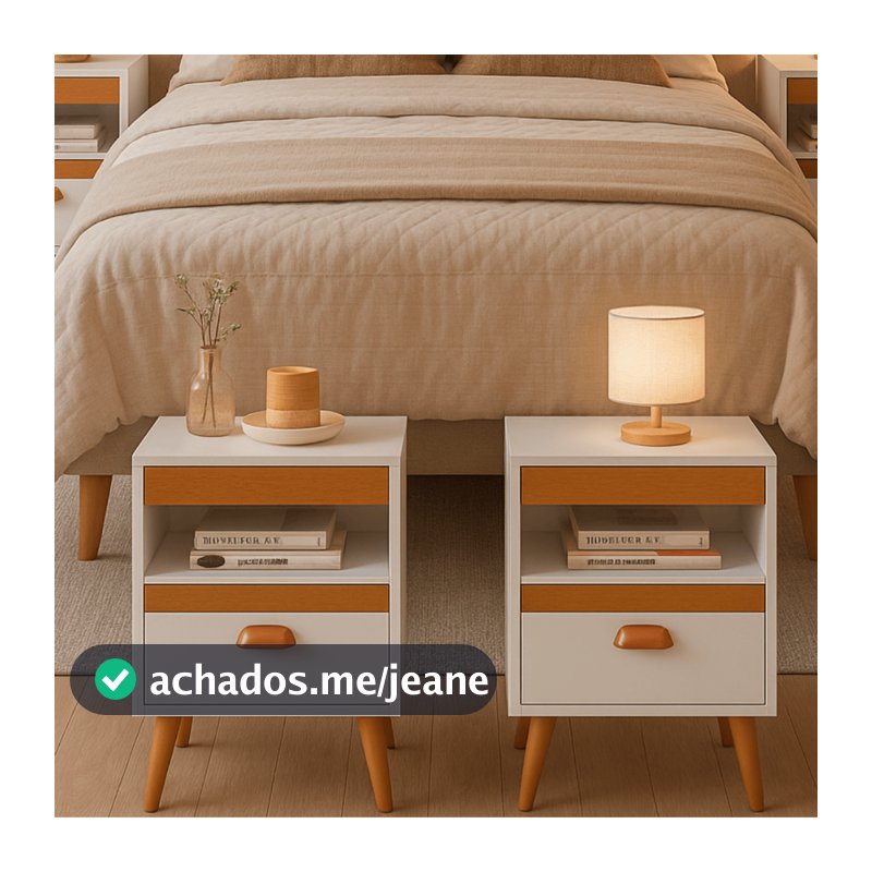 Kit 2 Mesa de Cabeceira PROMOÇÃO Quarto Criado Com Gaveta Puxador Pes de Polimero Nicho de Acessorio