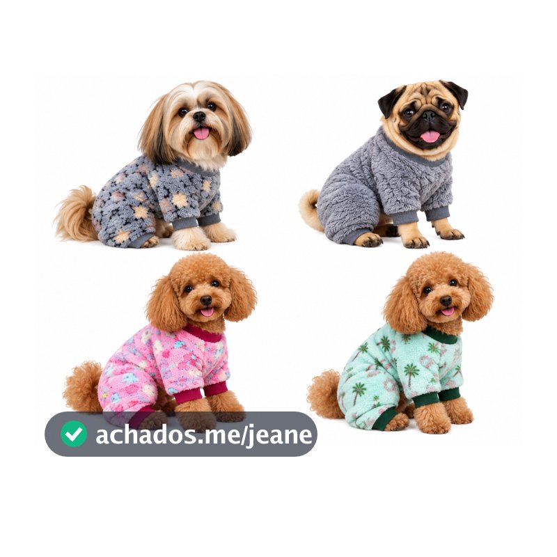 Macacão Pet Microfibra ESTAMPAS SORTIDAS cachorro roupinha frio inverno roupa pelucia cachorro
