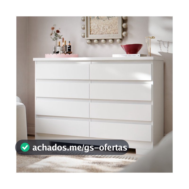 Cômoda 8 Gavetas Para Quarto Casal Com Pés E Corrediça Telescópica Grande Organizador Roupas Grécia