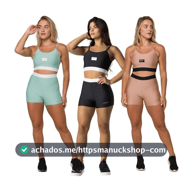 Conjunto Feminino Academia Suplex Poliamida Top e Short Com Elástico No Cós AVA Fitness