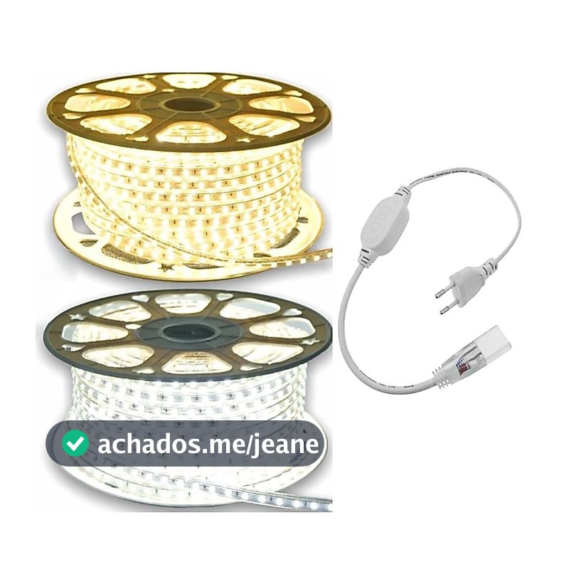 Fita Mangueira LED 5050 Branco Frio/Quente 110v/220v Com Conector Para Decoração