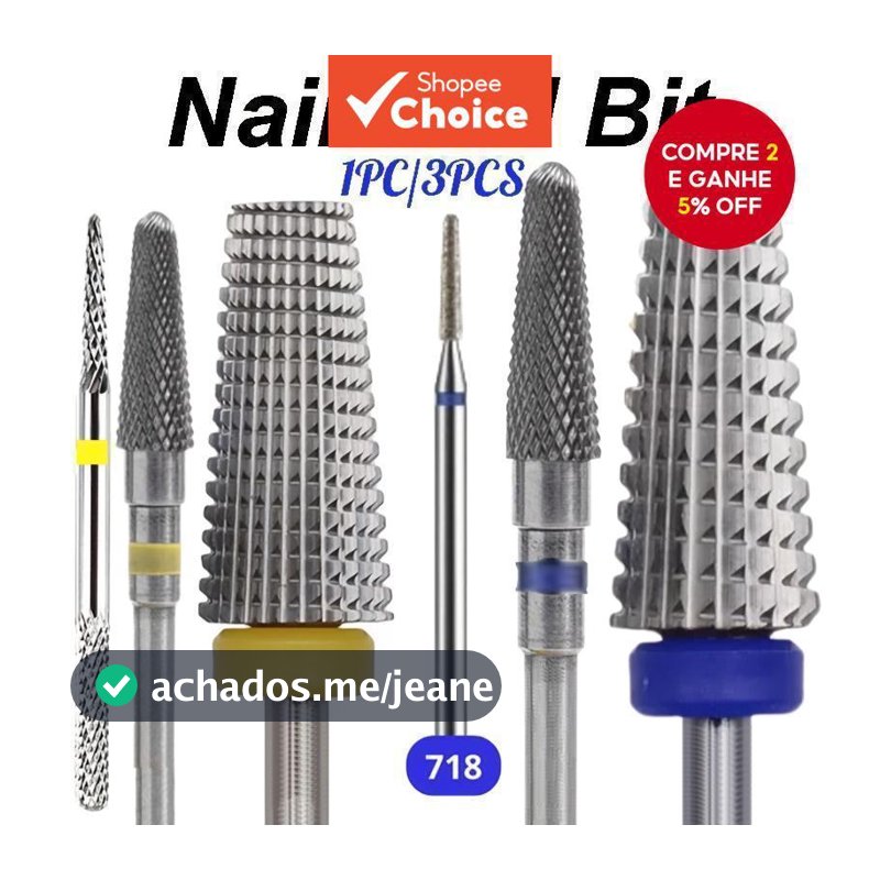 Brocas de Diamante de Aço Tungstênio para Unhas, Removedor de Cutículas para Manicure e Pedicure Elétricos, Ferramenta