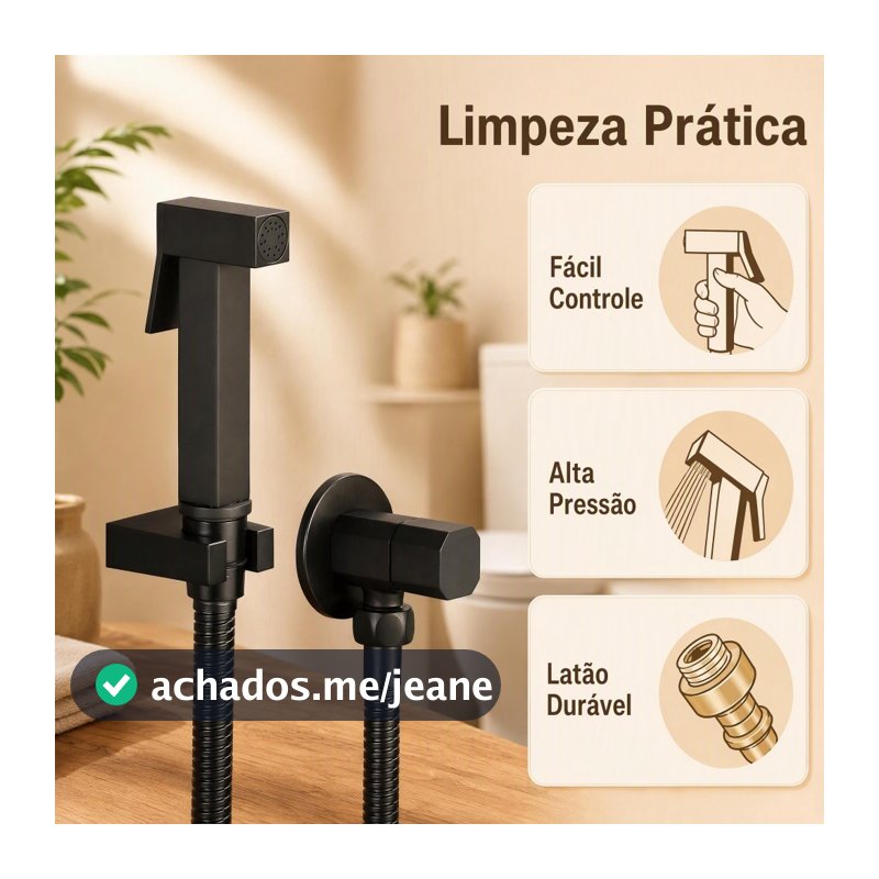 Ducha Higiênica Inox para Banheiro 1/4 de Volta Kit Completo com Registro, Gatilho e Mangueira Yesop