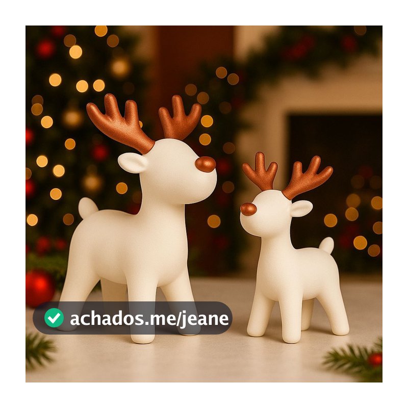 Decoração de Natal com 2 Renas para Arvores de Natal e Mesas de Enfeite Natalino