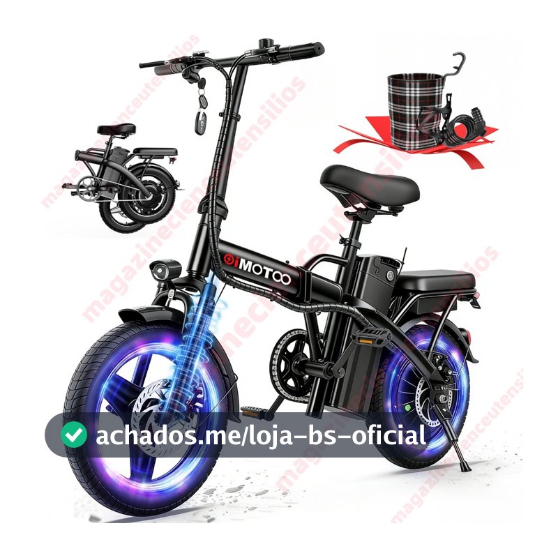 Oimotoo S6 Bicicleta Elétrica Adulto Dobrável, 450w-35km-40km/h-120kg, 14 Aro, Bike Eletrica
