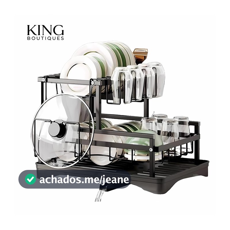 Escorredor de Louças Rack Aço Carbono Organizador Preto