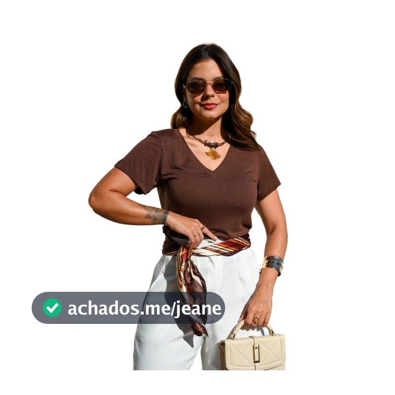 Blusa Feminina Slim Decote V Visco Lycra Toque Macio e Caimento Perfeito Sem Transparência Top 3004.C3