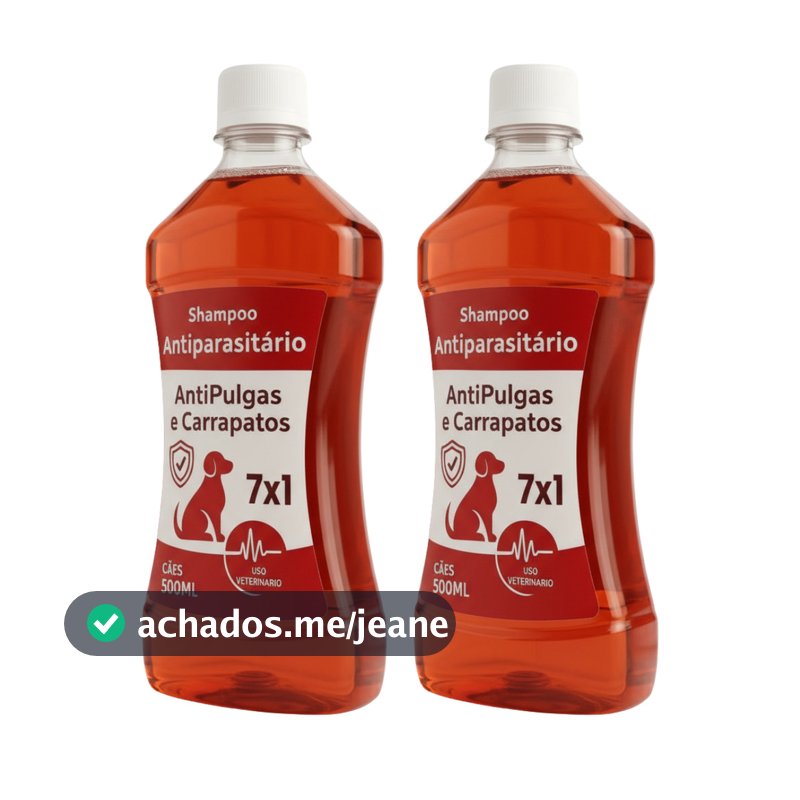 Kit 2 unidades Shampoo condicionador 7 em 1 Sarnicida anti pulgas e carrapatos para cães