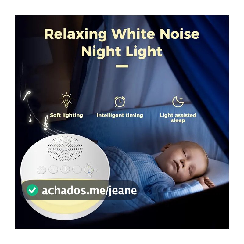 Aparelho Máquina de ruído branco Calmante Bebê Sono Relaxamento USB Recarregável luz noturna