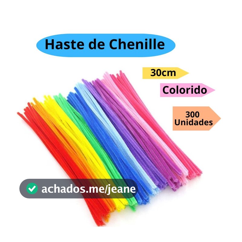 Haste de Chenille 30cm 100/200/300 Unidades para Artesanato Limpador de Cachimbo Fios