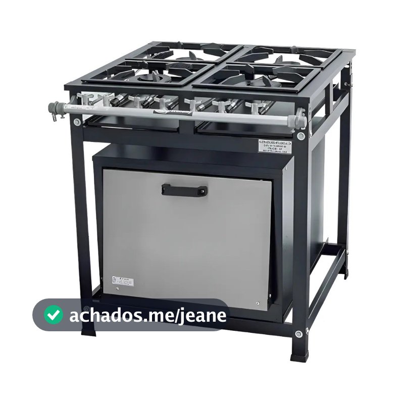 Fogão Industrial 4 Bocas Misto Baixa Pressão Cristal Aço 30x30(NÃO INCLUSO FORNO - COMPRE SEPARADO)