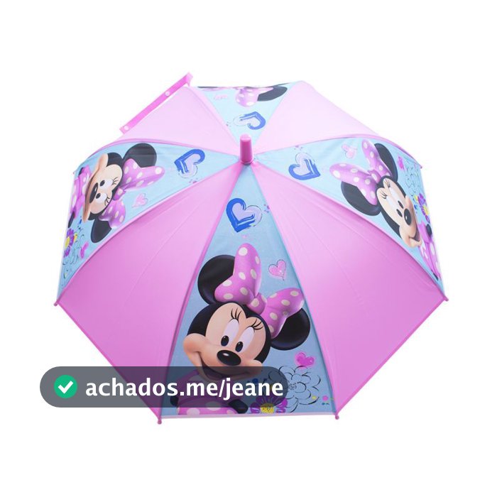 Guarda Chuva Infantil Rosa Minnie Sorridente - Disney