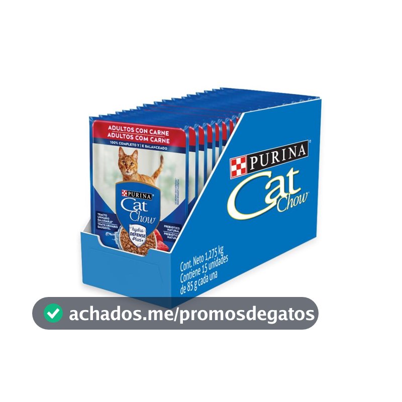 Sache Cat Chow Gatos Castrados Carne - Com 15 Unidades