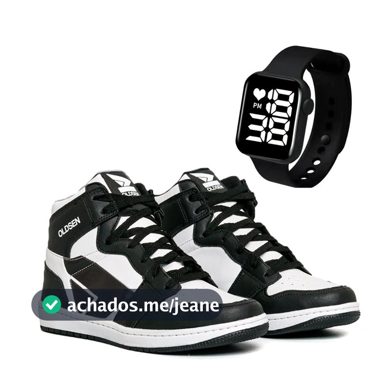 Tênis Masculino Feminino Casual Botinha Macia Bota Leve Para Treino Academia + Relógio Digital