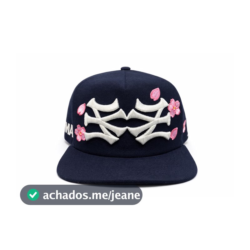 Boné Snapback estilo NY  Floral Bordado azul marinho  Premium Estilo Streetwear