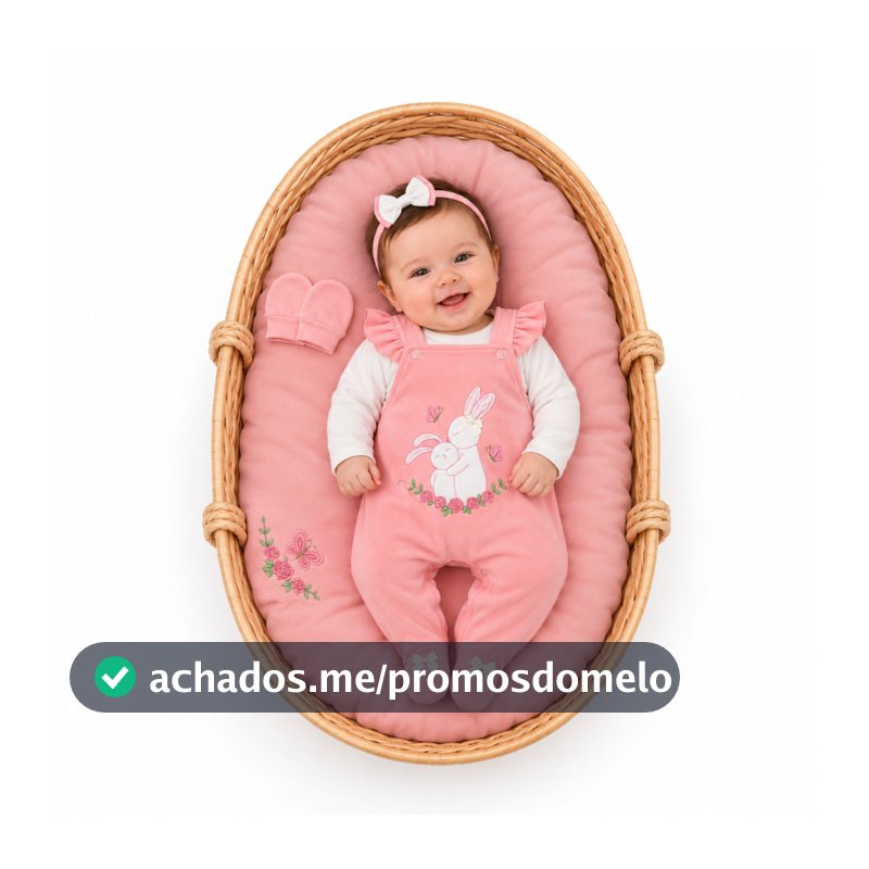 Saída Maternidade Menina 05 Peças Ternura Jardineira Roupa de Bebê Menina