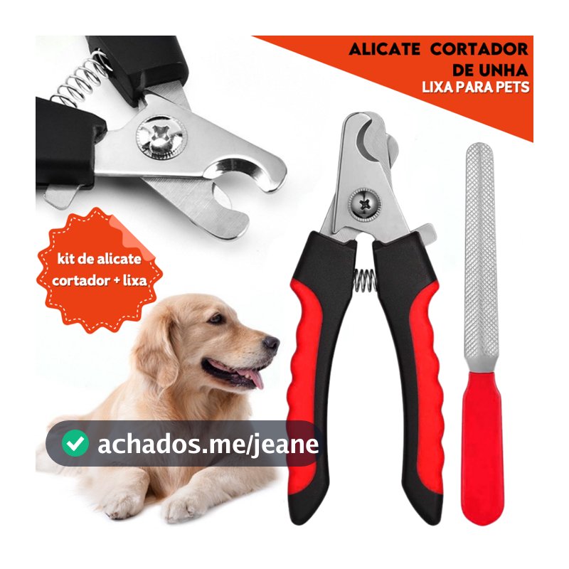 Cortador Unha Pet Alicate Profissional Cães Gatos Aço Inox Trava Segurança Ergonômico Grooming