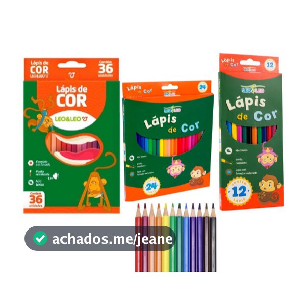 Lápis de Cor Caixa com 12 24 36 Cores Escolar Sextavado Leo&Leo