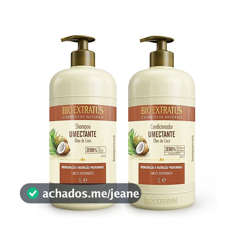Kit Shampoo e Condicionador Umectante Coco Bio Extratus - 1L Óleo de Coco