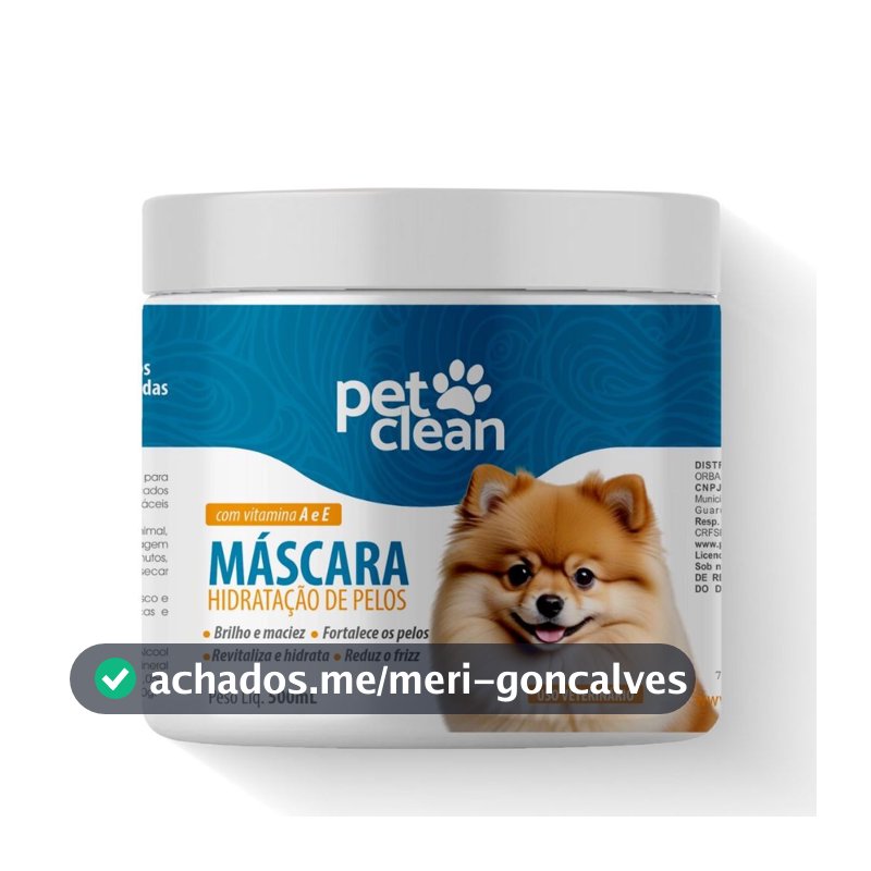 PetClean Máscara de Hidratação para Pelos 500mL Brilho, Maciez e Reduz o Frizz - Cachorros e Gatos