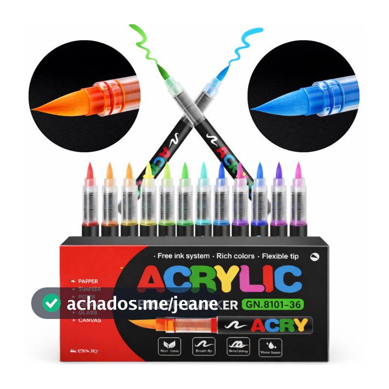 Caneta Marcadora Acrílica Pincel Artístico 12/24/36/48 Cores Vibrantes para Desenho e Pintura DIY