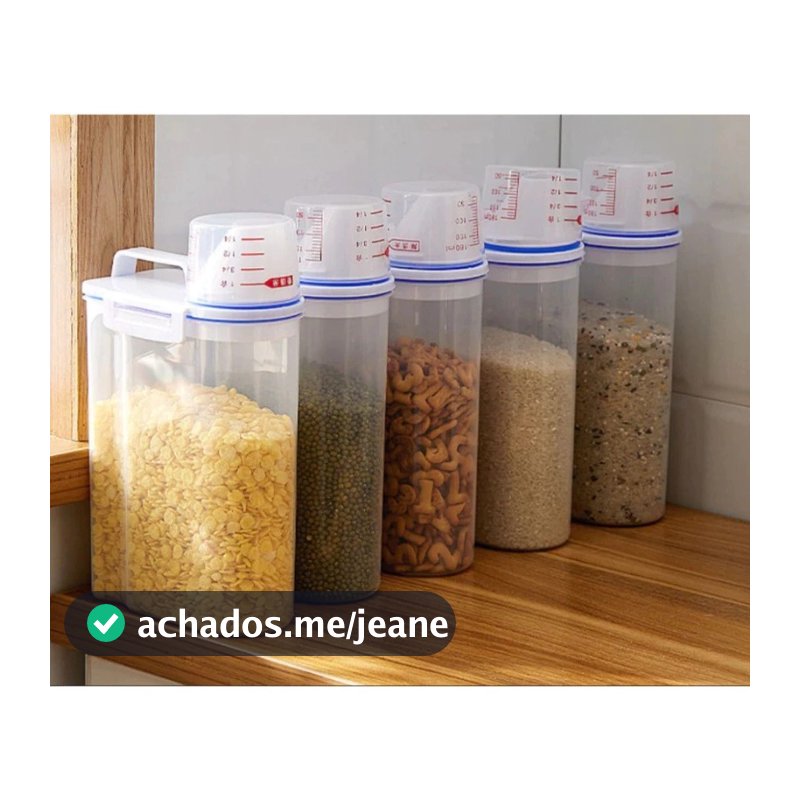 Kit Potes Herméticos 2L Premium Com Medidor Organizador De Alimentos Mantimentos Arroz