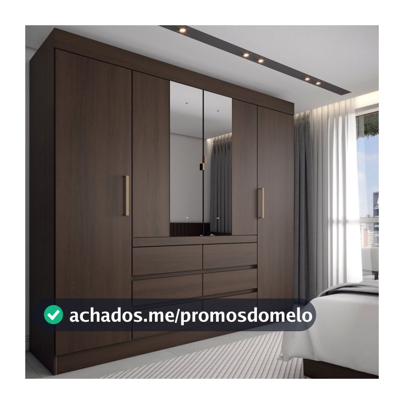 Guarda-Roupa Casal Honey 4 Portas 6 Gavetas com Espelho