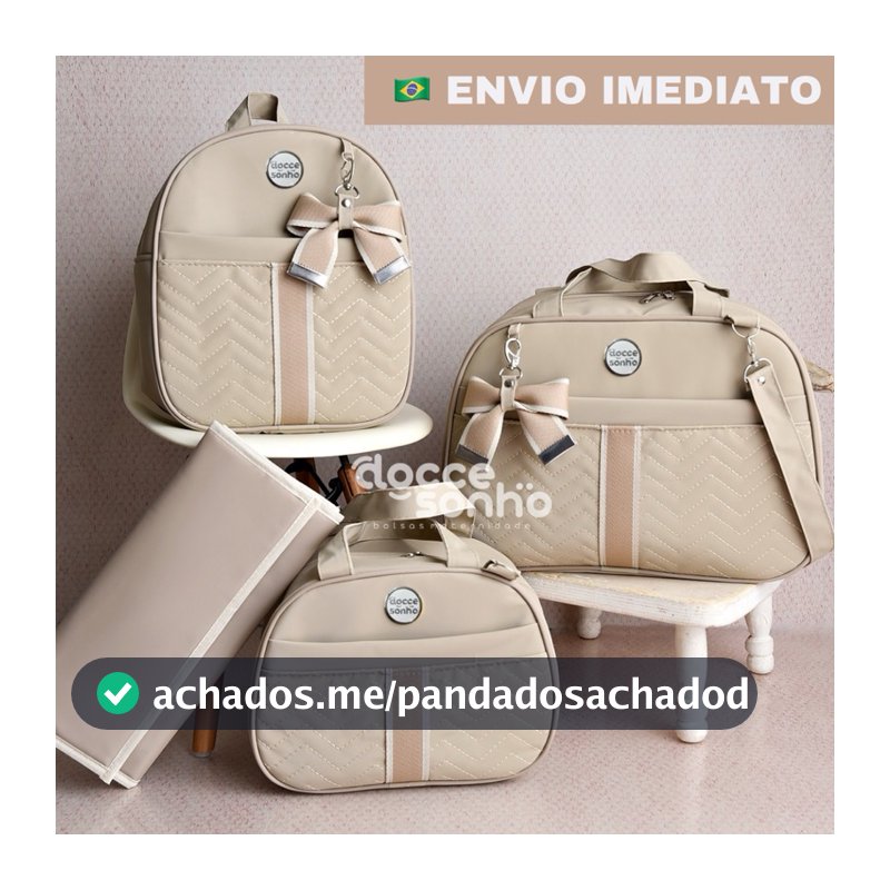 Kit bolsa maternidade com 4 peças mochila bolsa pequena e trocador para bebê menino e menina (AD 4P)