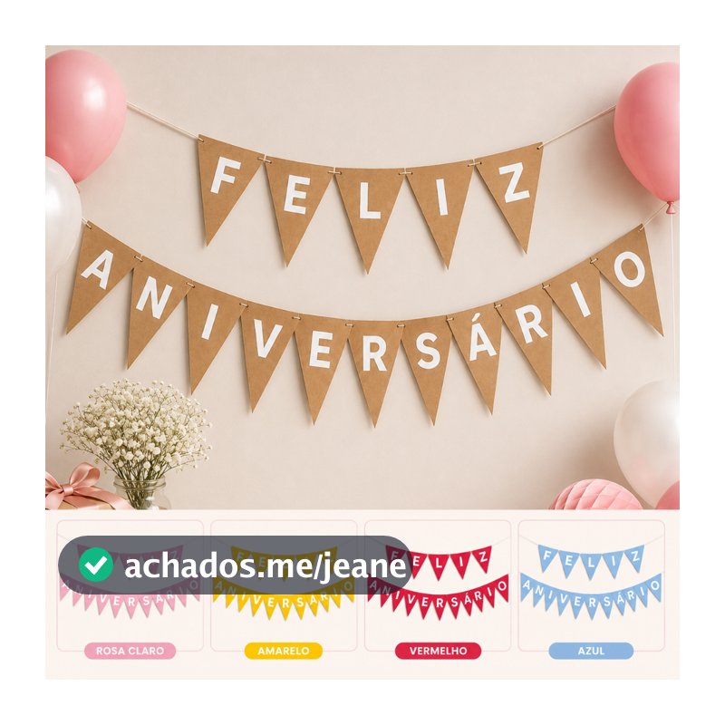 Bandeirola Decorativa – Ideal para Festas de Aniversário  Craft Várias Cores Feliz Aniversário Faixa