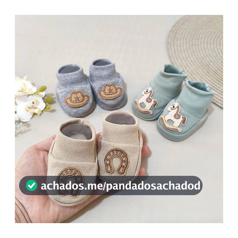 KIT COM 3 SAPATINHO BEBÊ MENINO RECEM NASCIDO COUNTRY