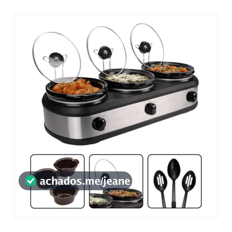 Rechaud Elétrico Members Mark Triplo Buffet Slow Cooker 110v