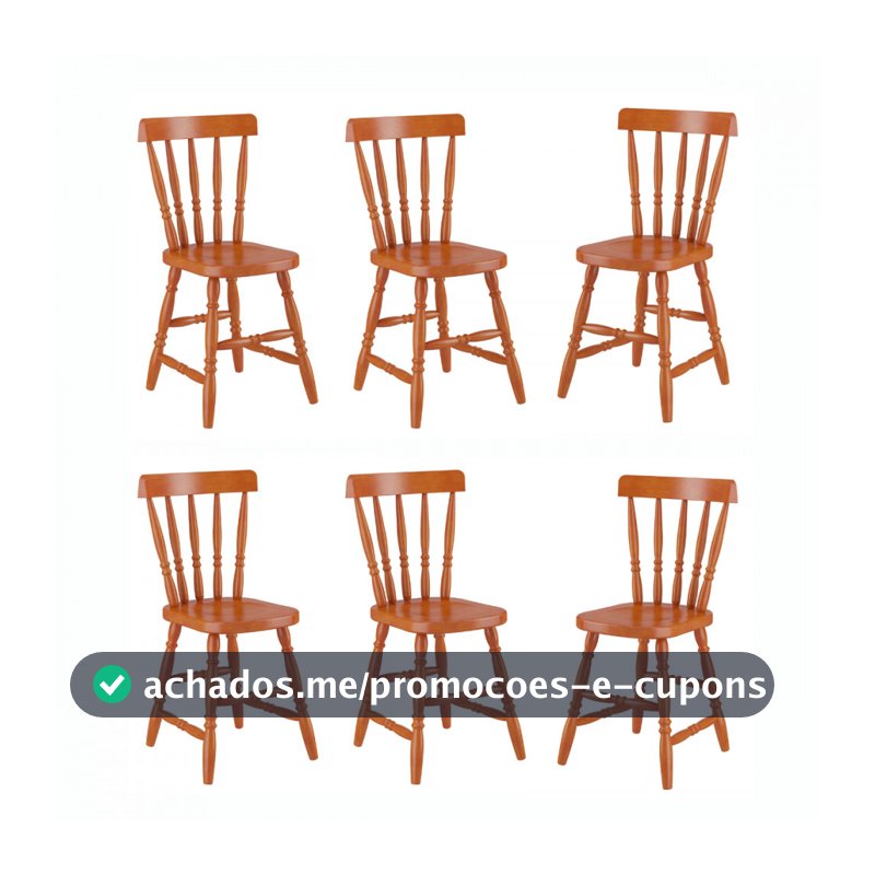 Conjunto 6 Cadeiras Madeira Eucalipto Mel Piratini
