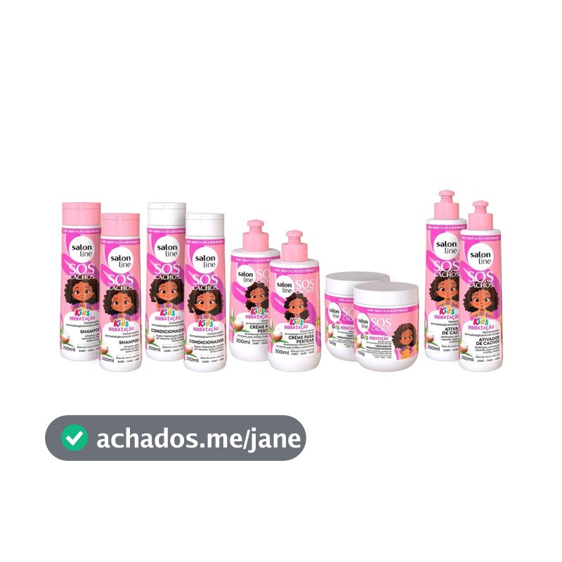 Kit SOS Kids 2 Shampoo 2 Condicionador 2 Máscara 2 Ativador 2 Creme Salon Line