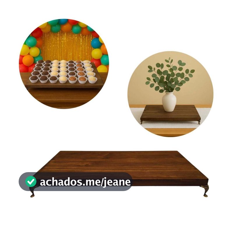 Bandeja Decorativa Rustica Com Pezinho Grande Madeira Decoração Sala Servir Cantinho do Café
