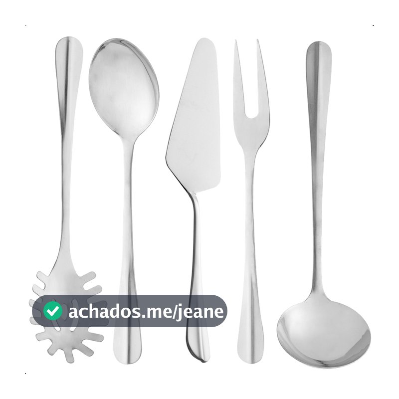 Kit 5 Peças Utensílios De Cozinha Prata Inox Positano - Lyor