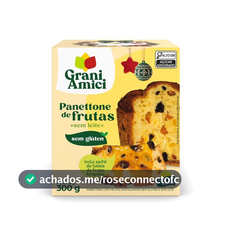Panetone Sem Glúten com Frutas Cristalizadas 300g - Grani Amici