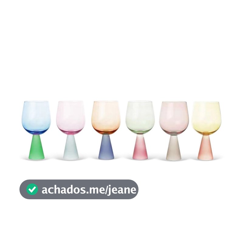 Taças Vidro 550ml Coloridas 6 Peças Base Cônica Drinks