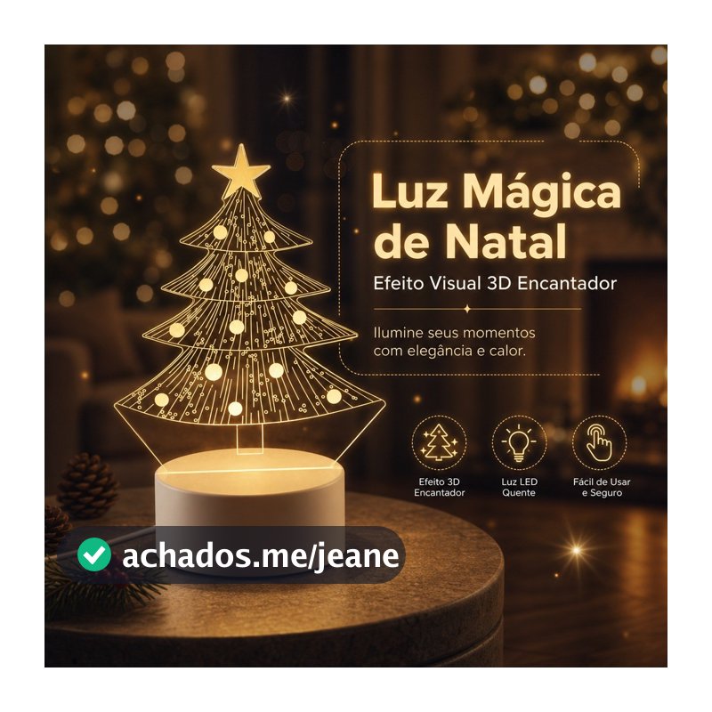 Luminária Abajur Led 3D Árvore De Natal Acrílico 3 Cores