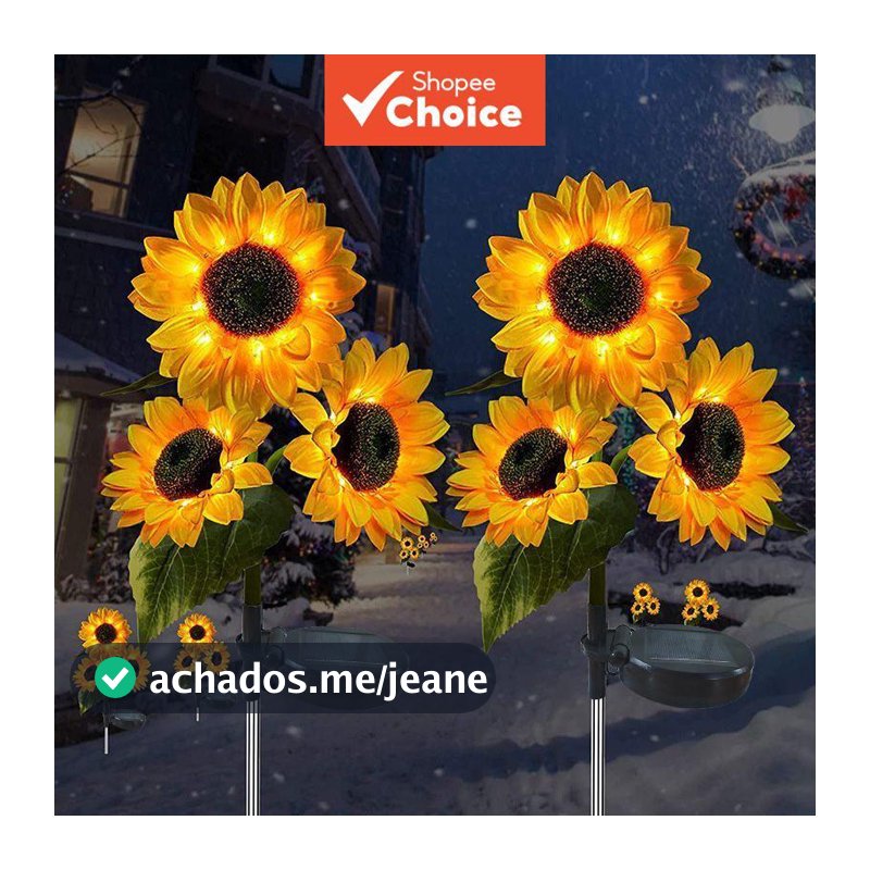 3 Cabeças Solar, 1 Cabeça, Girassol Simulado, Luzes de LED, Verão, Jardim, Quintal, Gramado, Luzes Noturnas, Lâmpada