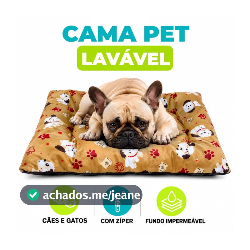 Cama Pet Colchonete para Cães e Gatos – Tapete Resistente com Zíper e Fundo Impermeável