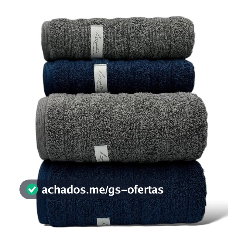Jogo de 4 Toalhas de Banho e Rosto Super Grossa Macia 100% Algodão Gramatura 600g Volume Extra