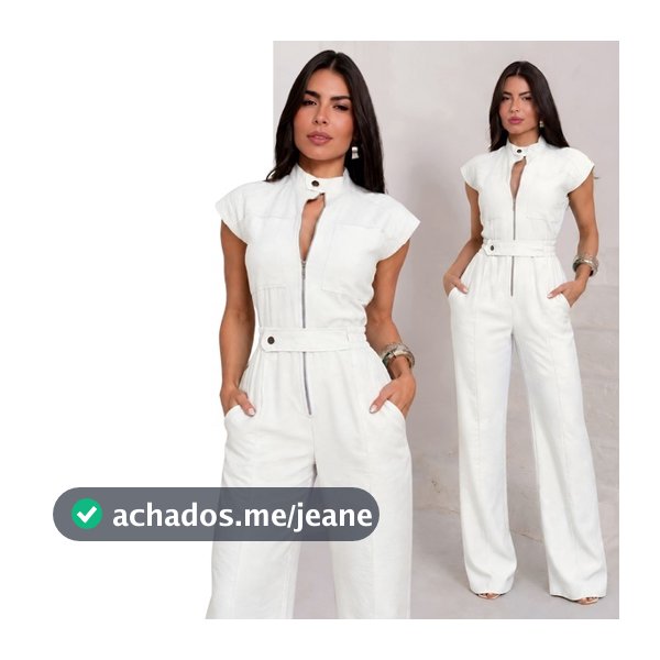 Macacão Feminino Longo Ziper Frontal Alfaiataria Elegante Cinto Gola Alta Bolsos Social Trabalho Festa P ao G3 Plus Size