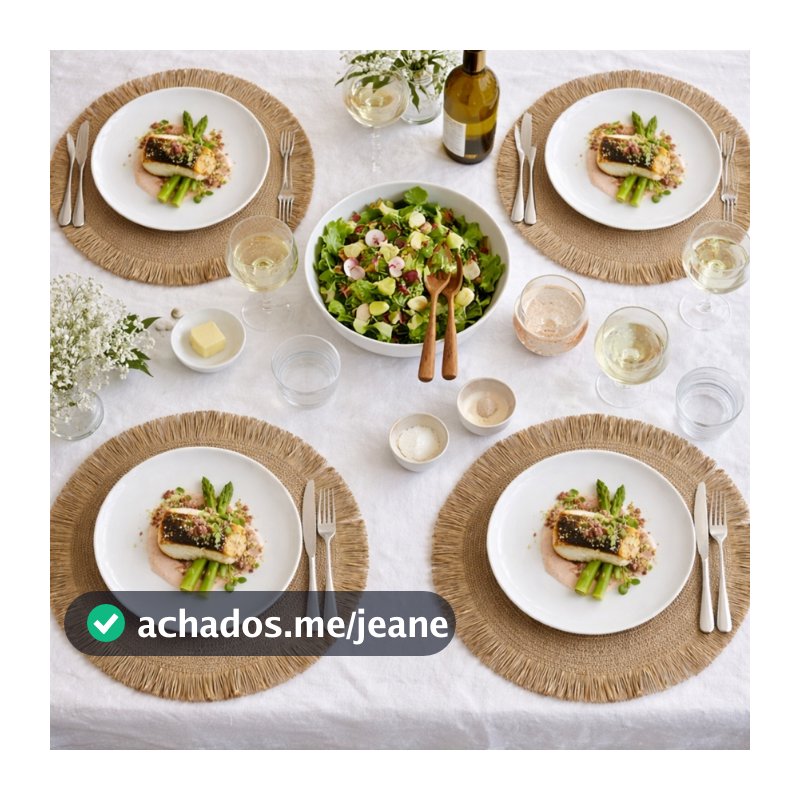 Jogo Americano Redondo Palha  Lugar Americano Decorativo Sousplat Mesa Posta Elegante