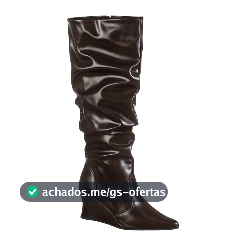 Bota Feminina Cano Longo Slouch Franzido Salto Alto Cunha Anabela Bico Fino Alanis GiGiL