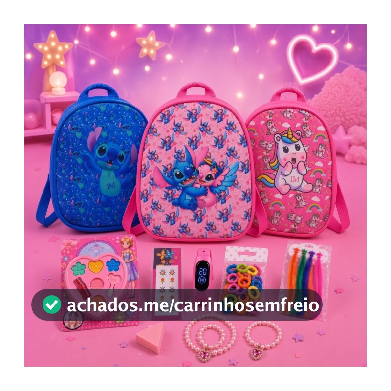 Kit Maquiagem Infantil Completo com Mochila Relógio Acessórios para Menina - Intermediário