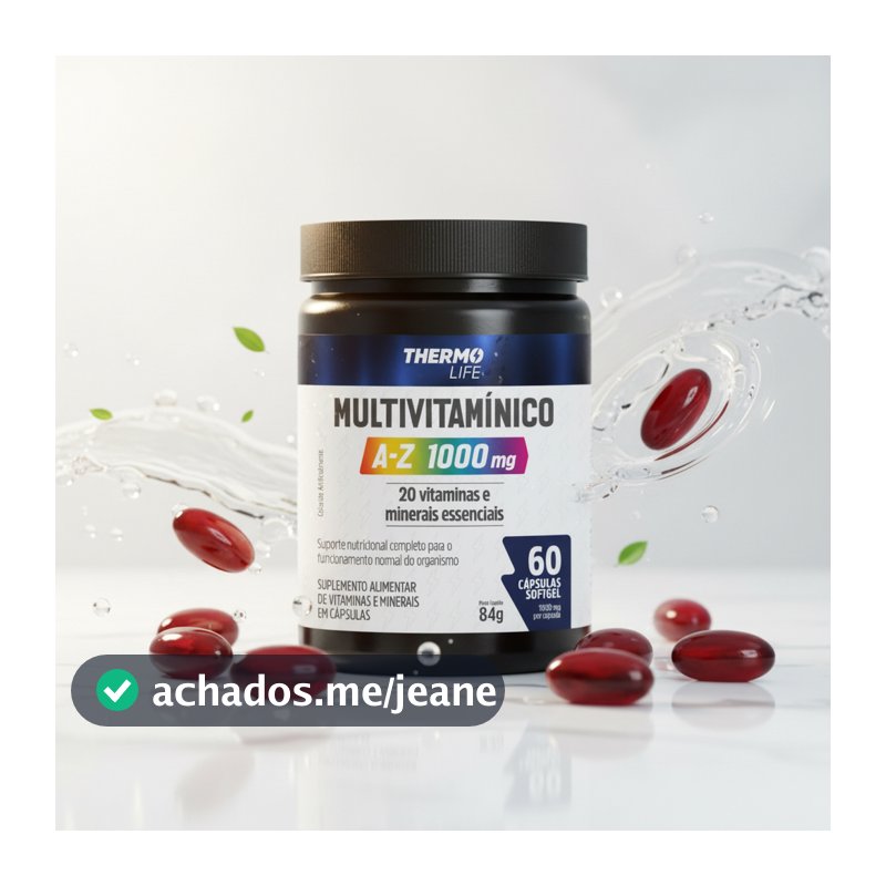 Multivitamínico A-Z 1000mg com 20 Vitaminas e Minerais | 60 Cápsulas Softgel | Thermo Life